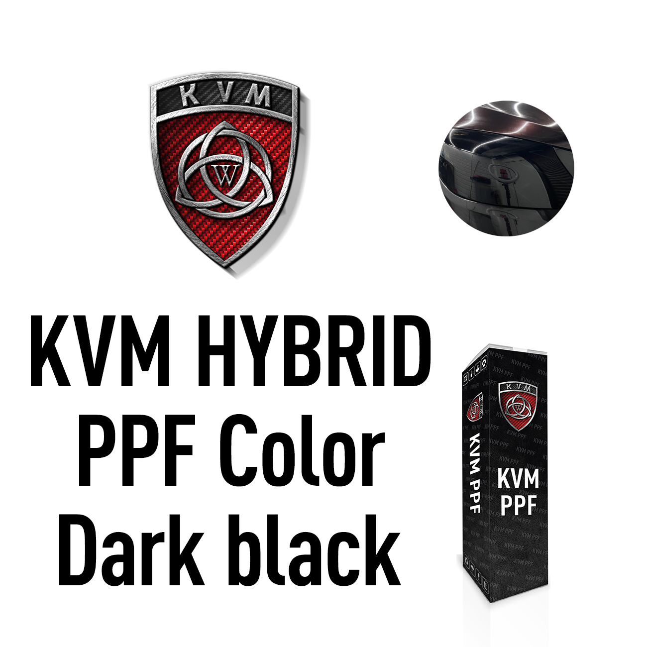 Антигравийная пленка KVM HYBRID PPF Color Dark black (Глубокий черный) 0,61 для фар